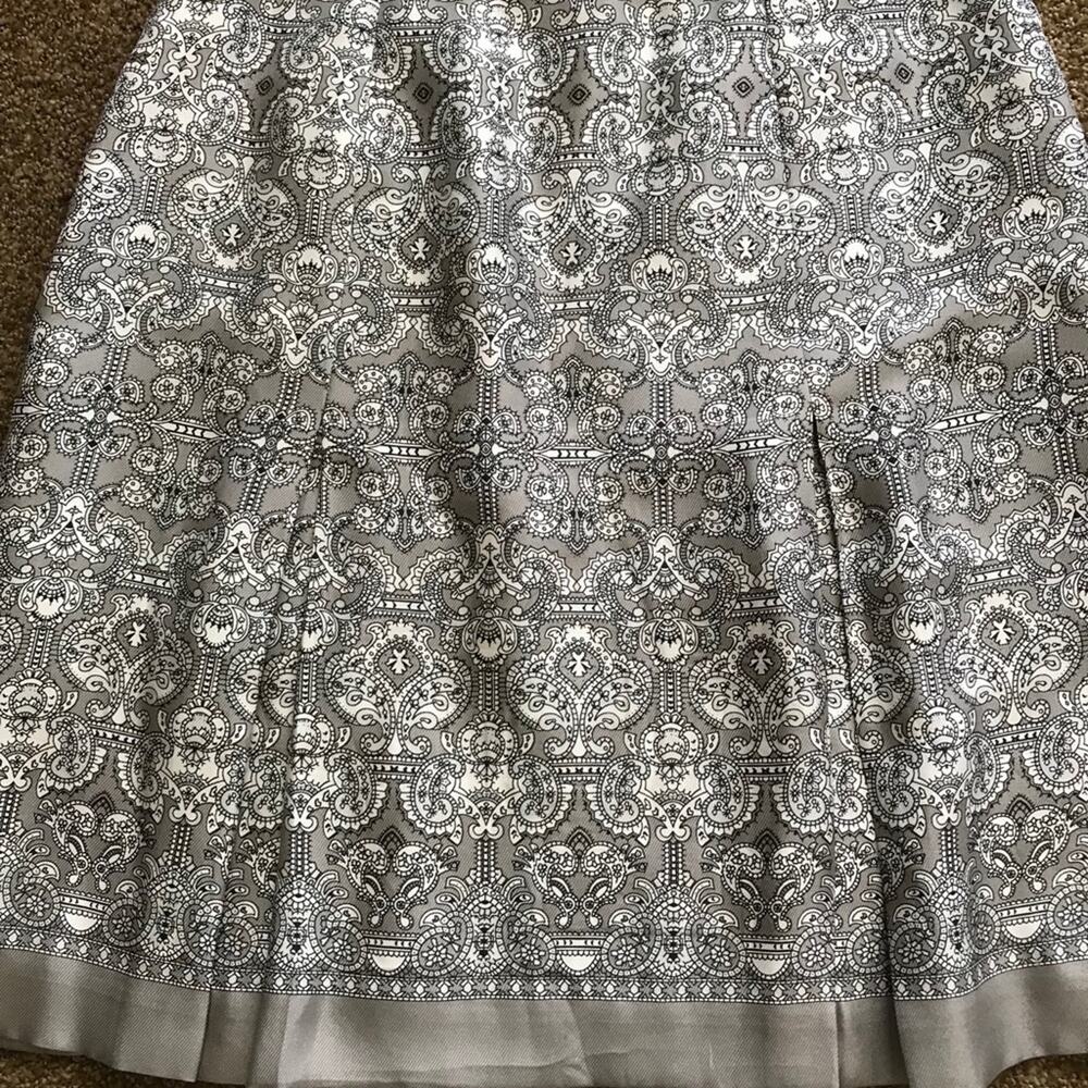 Vtg AnneTaylor Loft Gray white pleated lined silk Sz 4 skirt